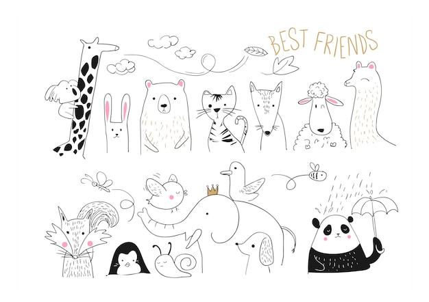 Illustration De Collection Amis Animaux