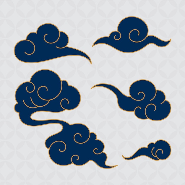 Illustration de la collection de nuages chinois plats