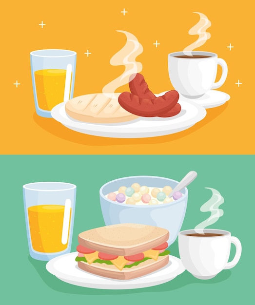 Vecteur illustration de la collection de petit déjeuner