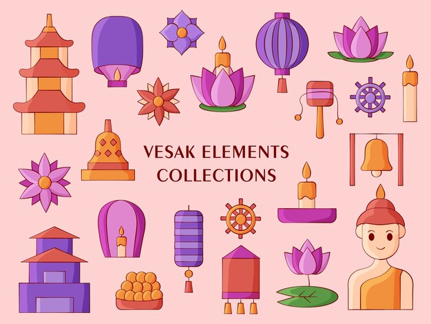 Illustration des collections d'éléments Vesak