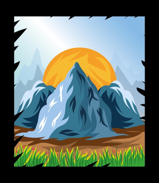 Vecteur illustration de colline ou de montagne avec de l'herbe verte