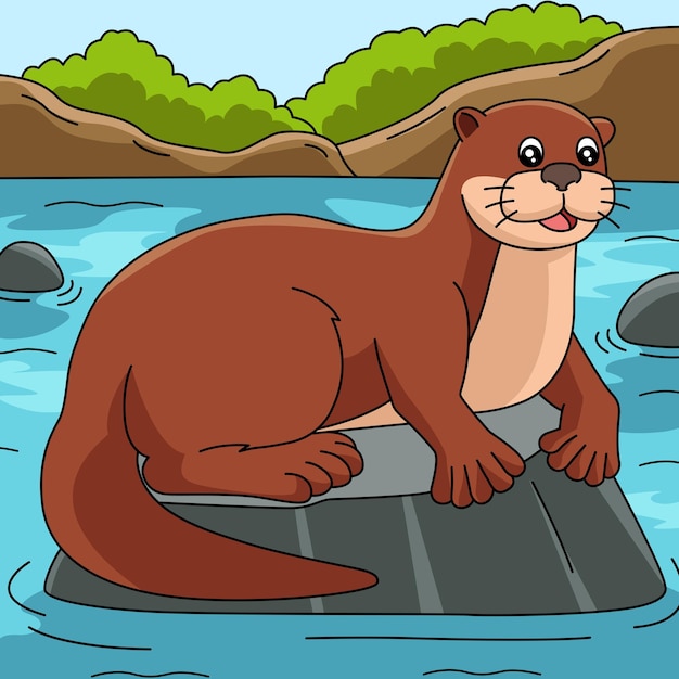 Illustration Colorée De Dessin Animé De Loutre De Rivière