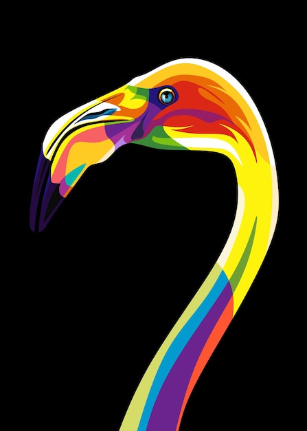 Vecteur illustration colorée de flamingo dans le style de l'art pop wpap