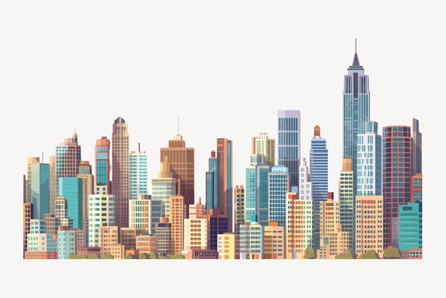 Illustration colorée de l'horizon urbain