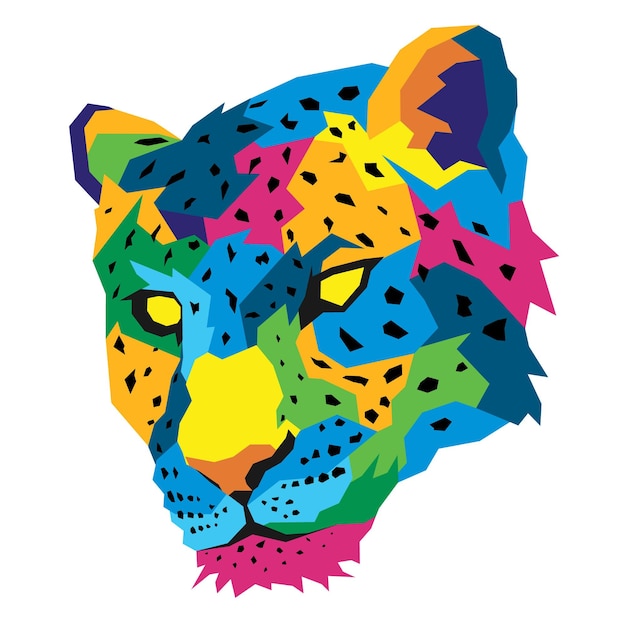 Vecteur illustration colorée de léopard dans le pop art