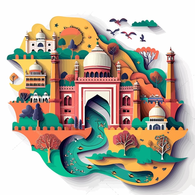 illustration colorée de la mosquée