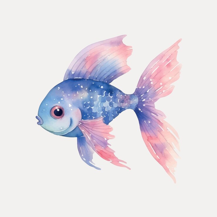 Vecteur illustration colorée d'un poisson à l'aquarelle