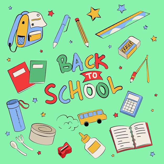 illustration colorée de retour à l'école