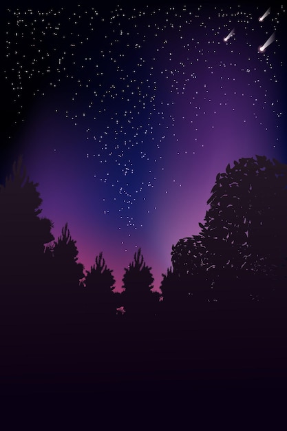 Illustration colorée de vecteur Bêtes de la nuit de la forêt