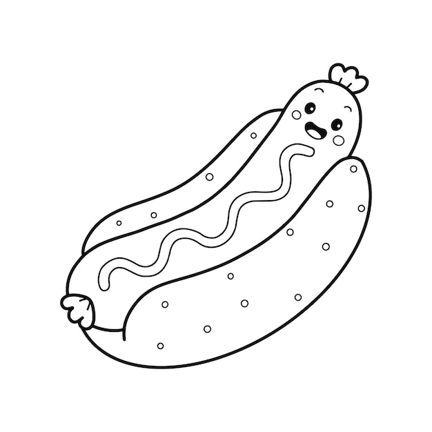 Illustration De Coloriage De Personnage De Hot-dog