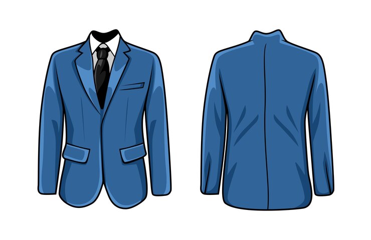 Vecteur illustration de la combinaison bleue à l'avant et à l'arrière