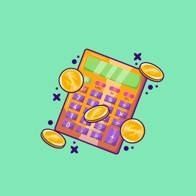 Illustration de comptabilité financière avec calculatrice en style cartoon