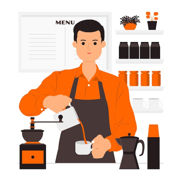 Illustration De Concept De Barista