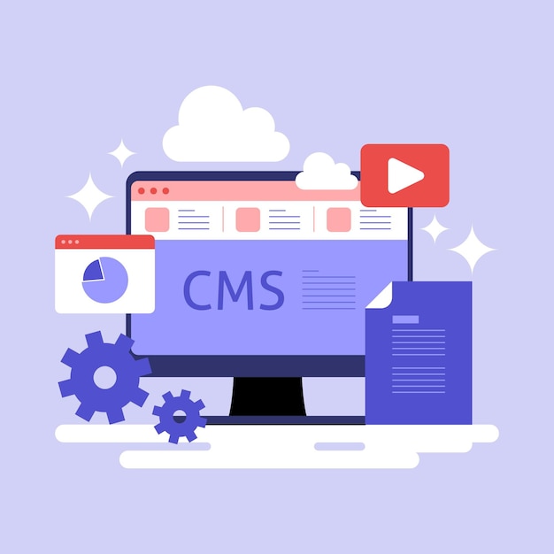 Vecteur illustration de concept de cms plat