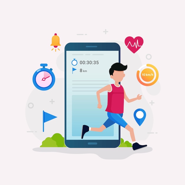 Illustration De Concept De Design App Tracker Fitness