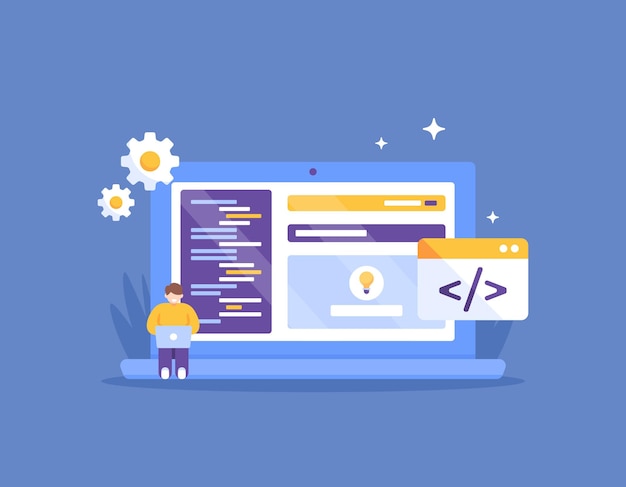 illustration de concept développeur de site Web et concepteur programmeur plat