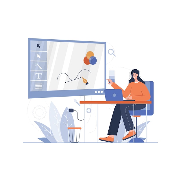 Illustration de concept de graphiste féminin