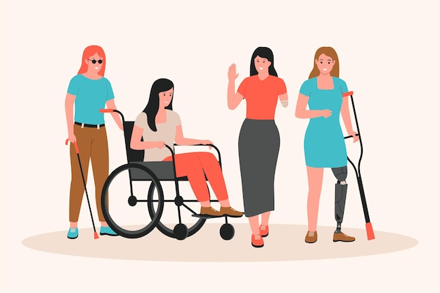 Vecteur illustration de concept de handicap femme