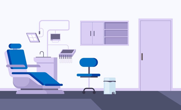 Vecteur illustration de concept intérieur de bureau de dentiste
