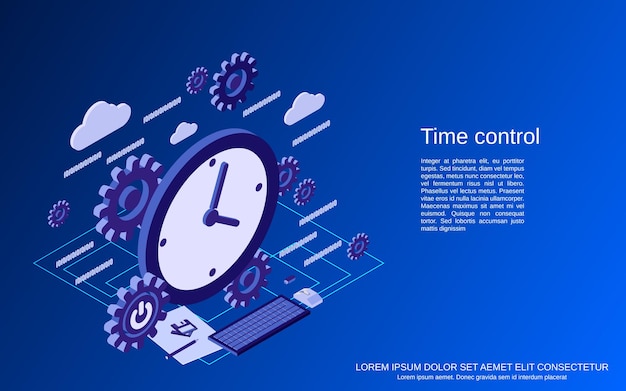 Illustration de concept isométrique plat contrôle du temps