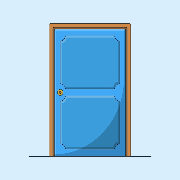 Illustration de concept de porte bleue plate
