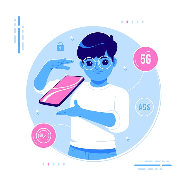 Illustration De Concept De Réseau Mobile 5g