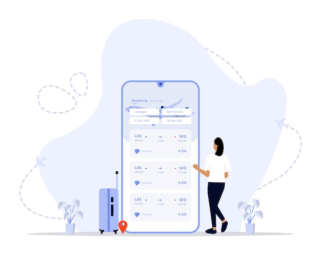Vecteur illustration de concept de réservation de vol