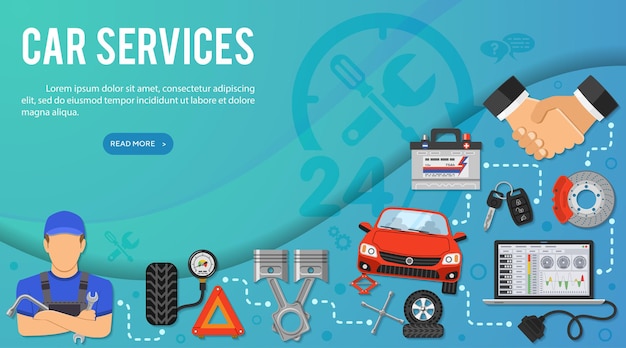 Illustration de concept de services de voiture