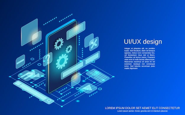 Illustration De Concept De Vecteur Isométrique Plat De Conception D'interface Utilisateur
