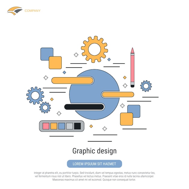 Illustration de concept de vecteur de style de contour plat de conception graphique