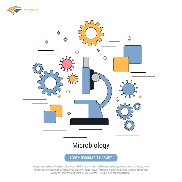 Illustration De Concept De Vecteur De Style De Contour Plat De Recherche Scientifique En Microbiologie