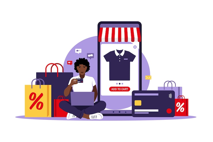 Vecteur illustration de concept de vente en ligne
