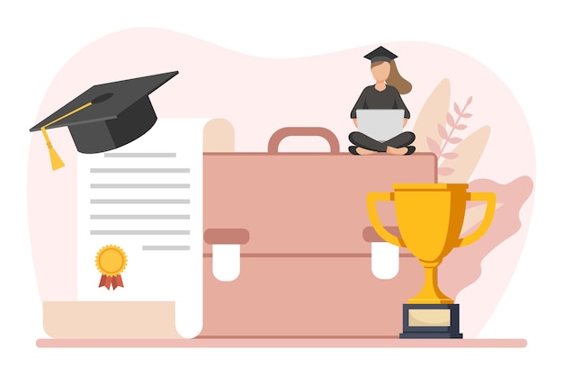 Illustration de la conception de l'appartement du jour de la remise des diplômes