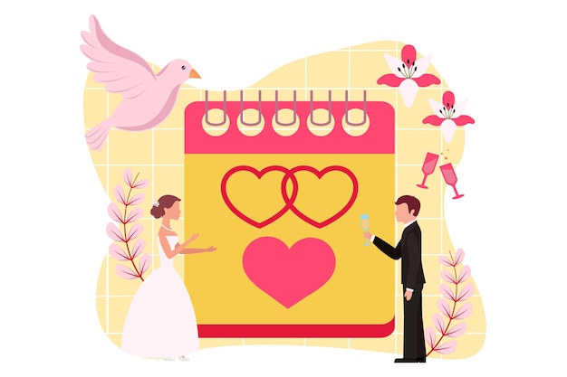 Vecteur illustration de la conception d'un appartement pour une fête de mariage