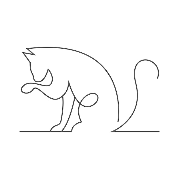 Vecteur illustration de conception d'art de ligne de chat