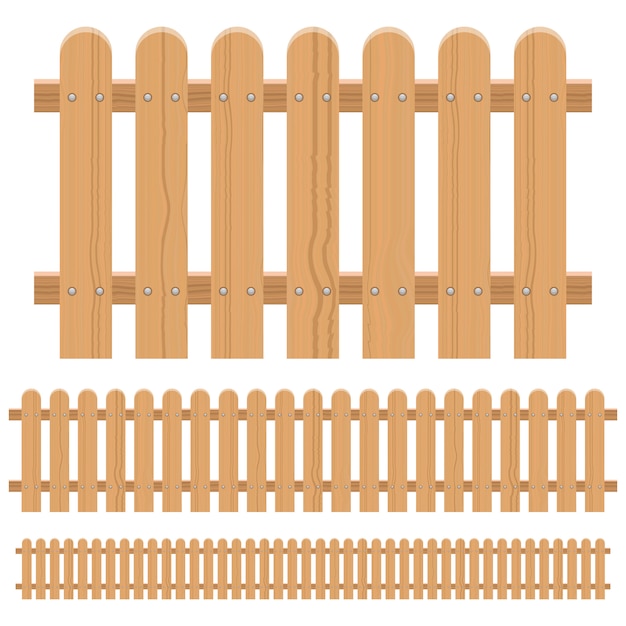 Illustration de conception de clôture en bois isolé sur fond blanc