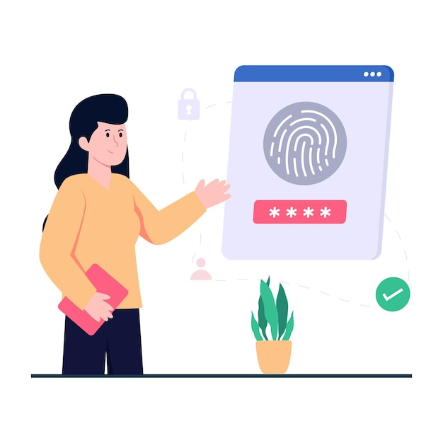 Une Illustration De Conception Colorée Du Site Web D'accès Biométrique