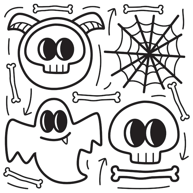 Illustration De Conception De Doodle Halloween Dessinés à La Main