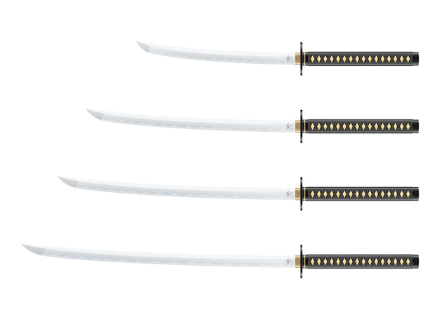 Illustration De Conception D'épée Katana Isolé Sur Fond Blanc