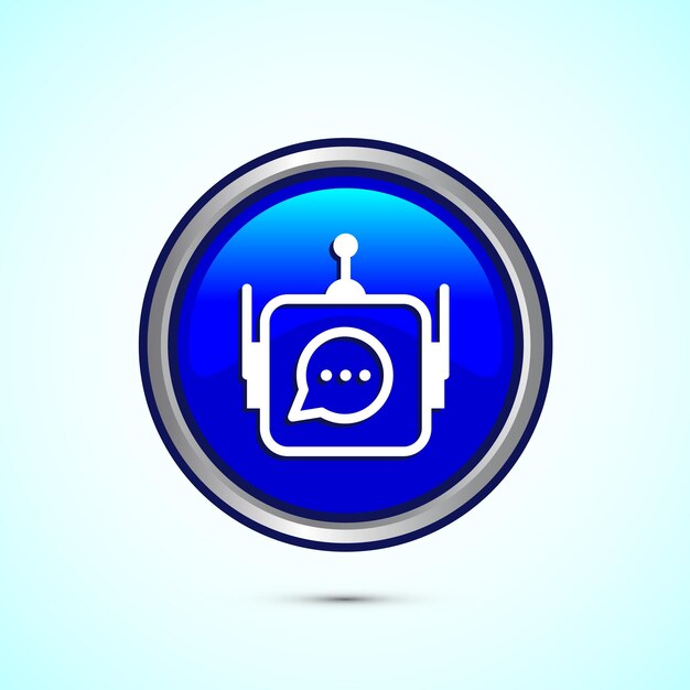 Illustration de la conception de l'icône du chatbot Icon de la conversation de chat Signature du service de support en ligne Bot de couleur rouge Design du bouton