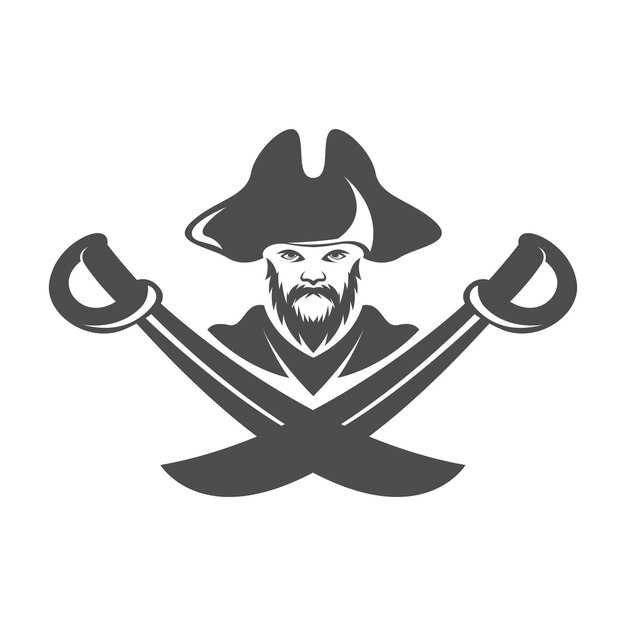 Illustration de conception d'icône de logo de pirate