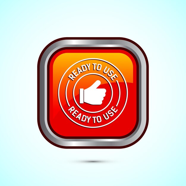 Illustration de conception d'icône prête à l'utilisation Signature d'étiquette d'insigne Prête à lutilisation Design de bouton carré de couleur orange