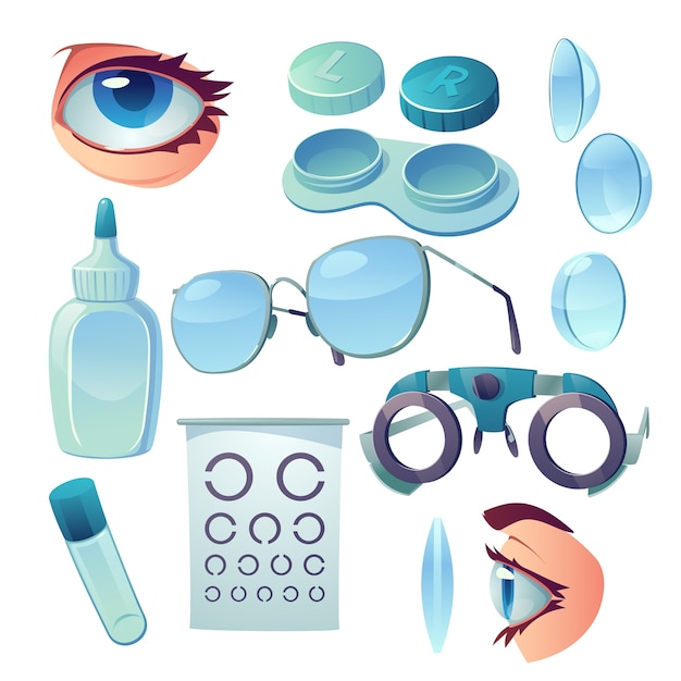 Vecteur illustration de conception de jeu d'objets de lentilles réalistes