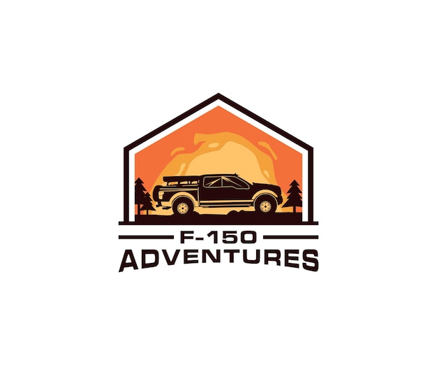 illustration de conception de logo d'aventures en plein air de voiture