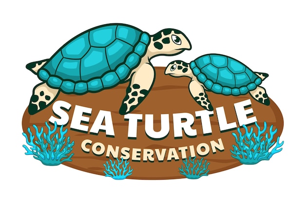 Vecteur illustration de conception de logo de conservation des tortues de mer