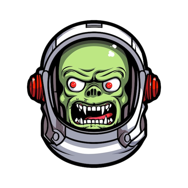 illustration de conception de logo dessiné main astronaute zombie
