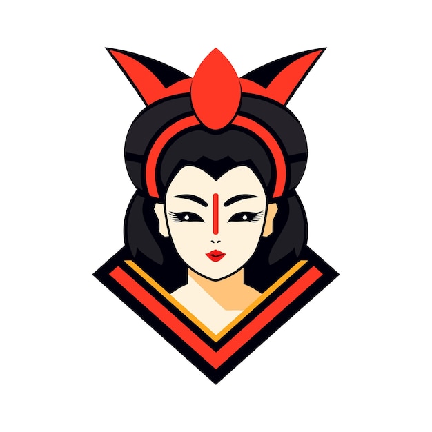 illustration de conception de logo dessiné main fille geisha japonaise