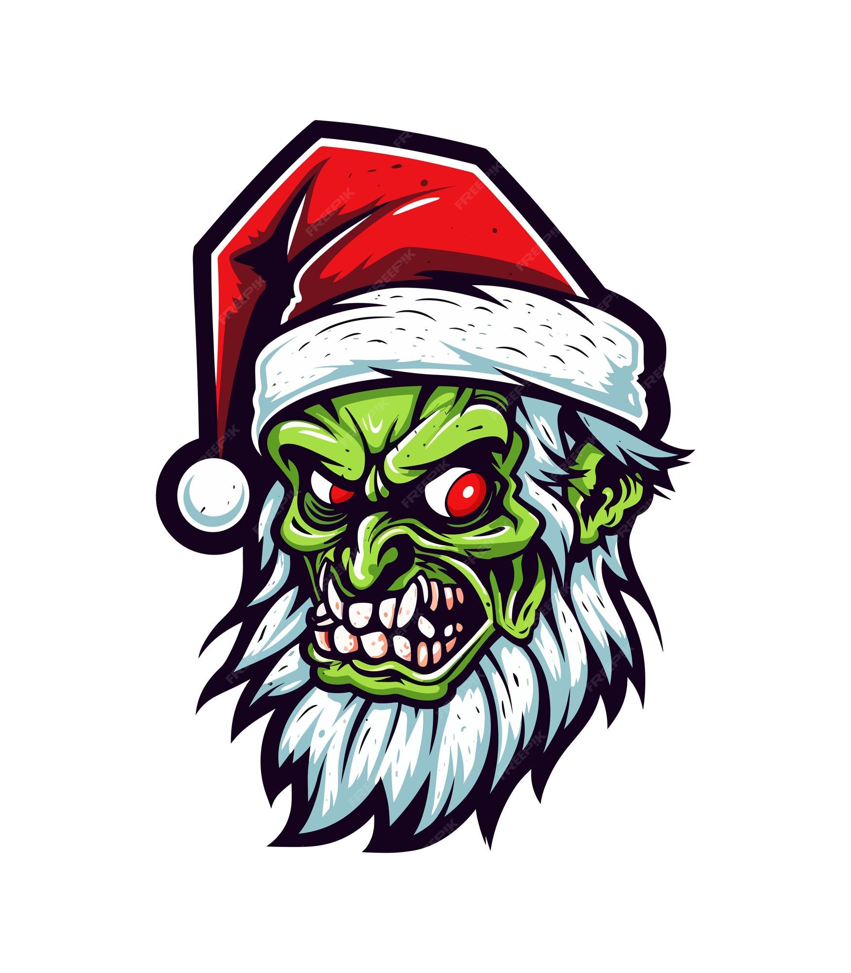 Illustration de conception de logo dessiné main zombie père noël