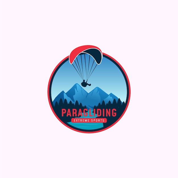 Illustration de conception de logo d'insigne de parapente