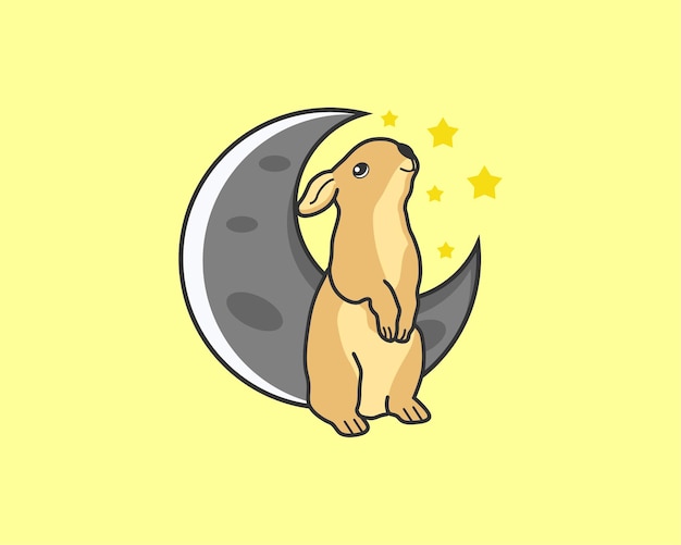 Vecteur illustration de conception de logo de lapin de lune pro vector